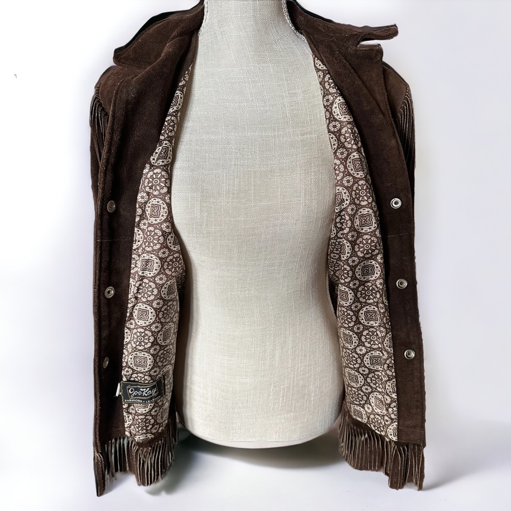 1970s Joo-Kay Chocolate Suede Fringe Leather Jacket - Picture 7 of 10